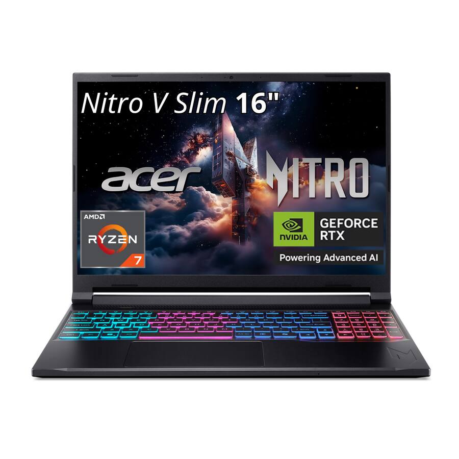 Acer Acer Nitro V 16" WQXGA IPS 180Hz Gaming Notebook AMD Ryzen 7 260 16GB DDR5 RAM 1TB SSD NVIDIA GeForce RTX 5070 Obsidian Black
